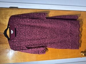 Garnet Hill lace dress size 10 knee length NEW color currant dark red/wine